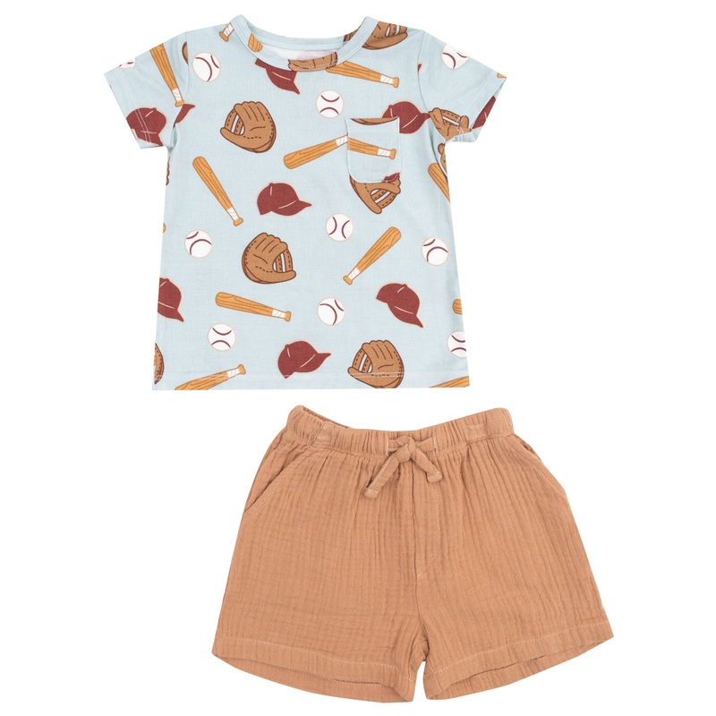 Crew Neck Tee and Short Muslin – Baseball