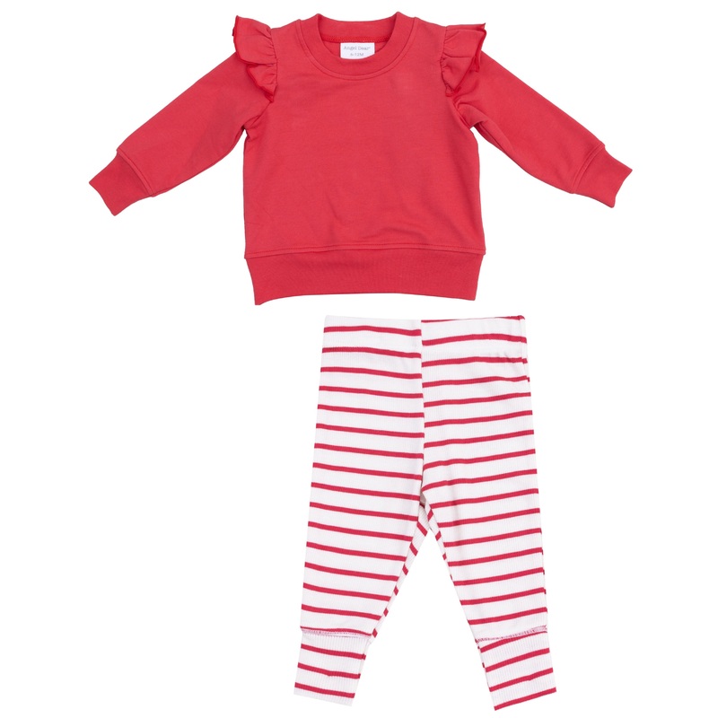 French Terry Sweatshirt and Leggings – Stripe Vintage Red