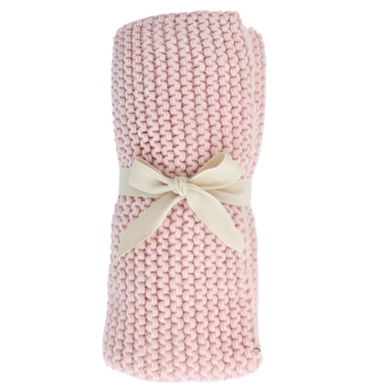 Garter Stitch Knit Blanket Baby – Blush