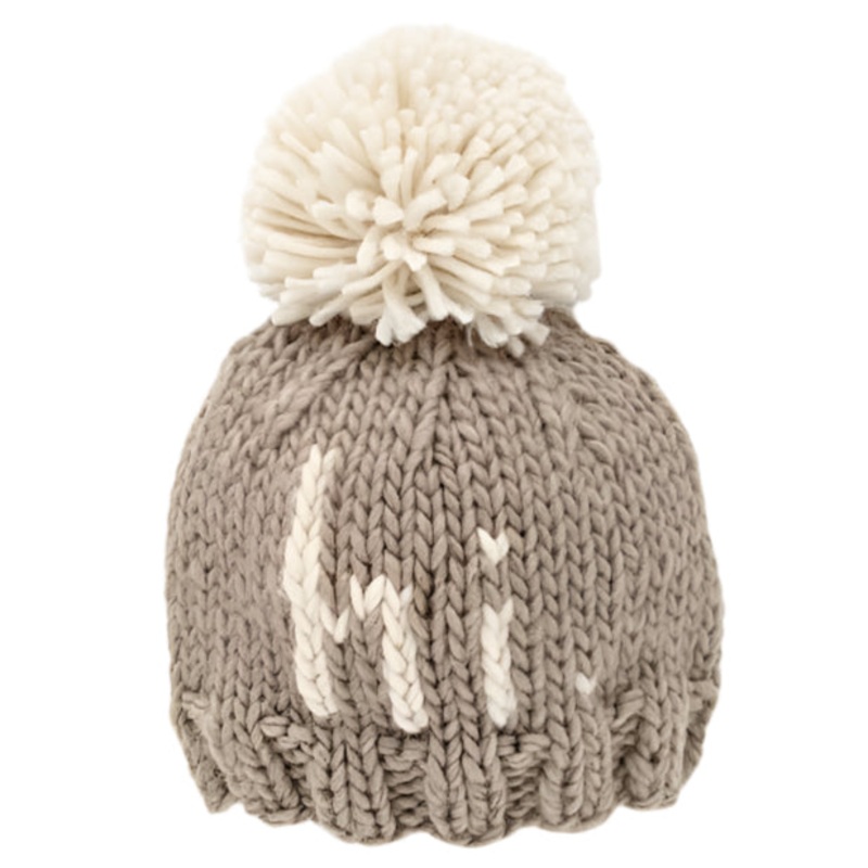 Hi. Pebble Brown Hand Knit Beanie Hat Baby & Kids