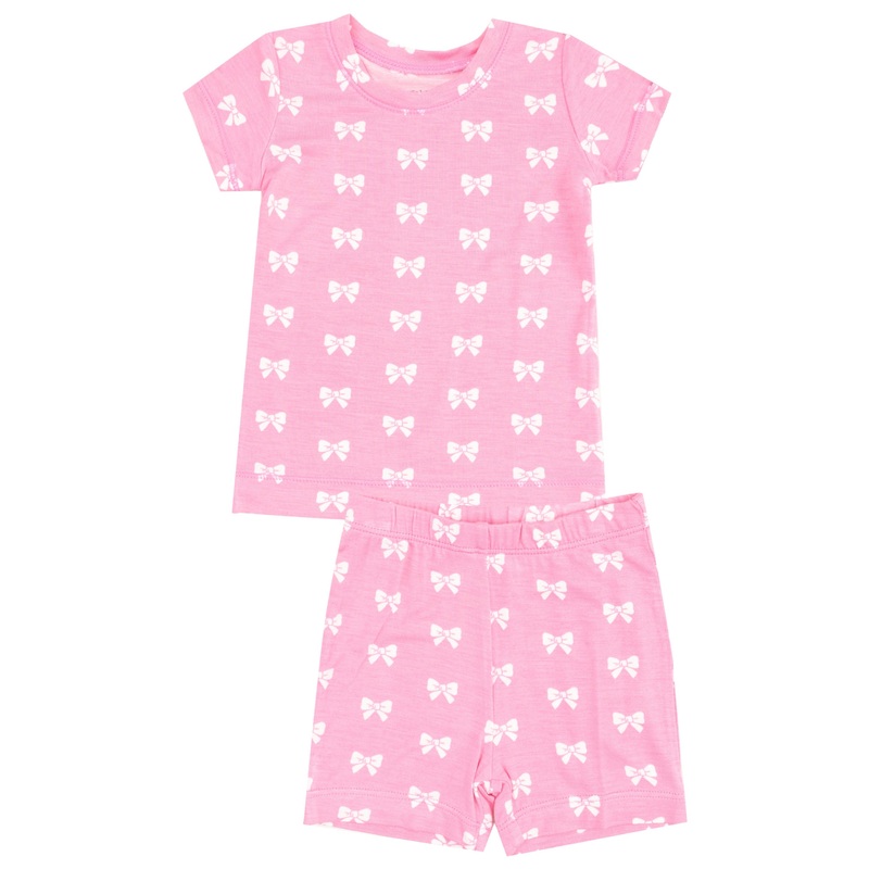 Loungewear Short Set – Pink Bows