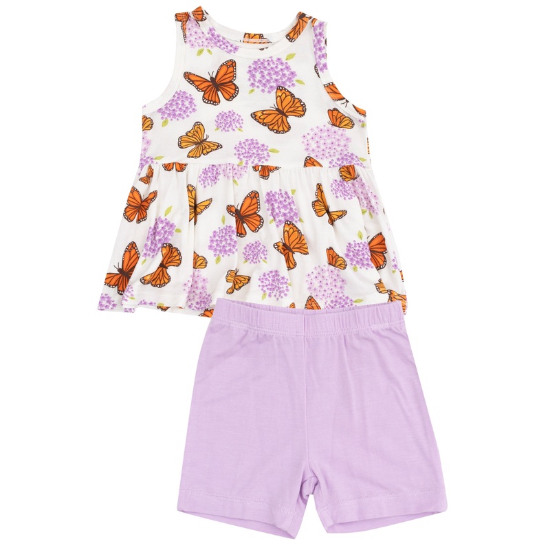 Peplum Tank Top and Bike Short – Monarch Butterflies and Milkweed