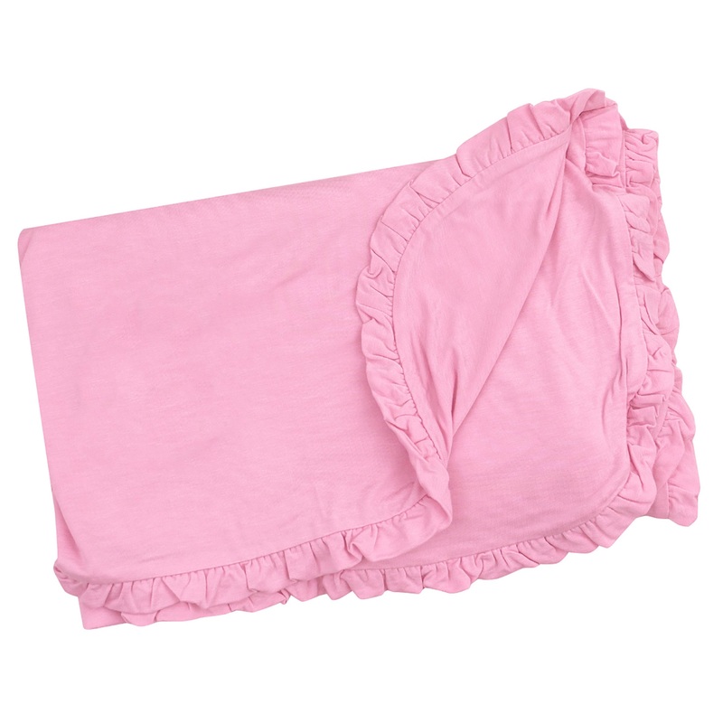 Ruffle Receiving Blanket – Solid Begonia Pink