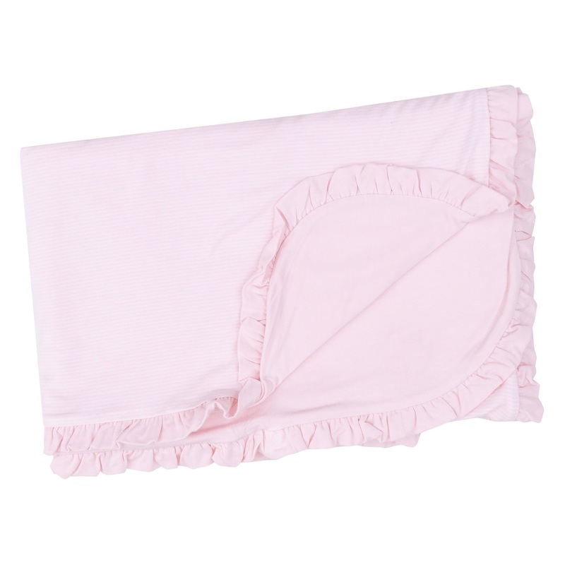 Ruffle Receiving Blanket – Stripe Classic Pink