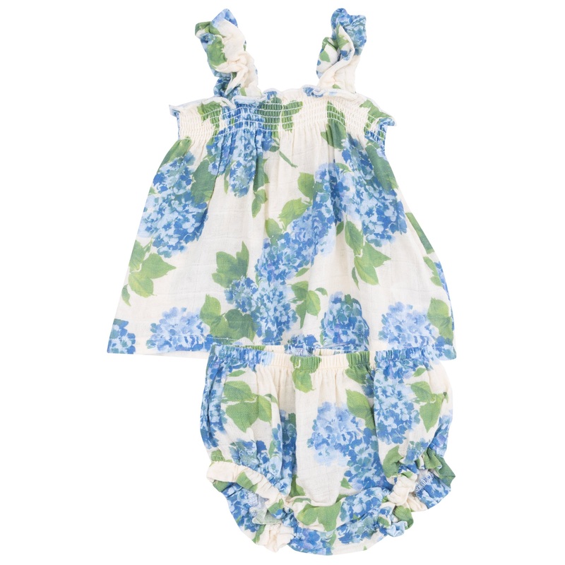 Ruffly Strap Top and Bloomer Set – Watercolor Hydrangeas