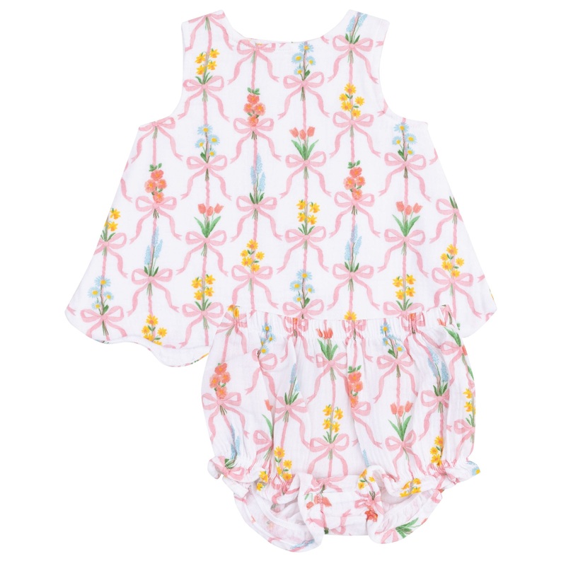 Scallop Open Back Top with Bloomer – Ribbon Bouquets