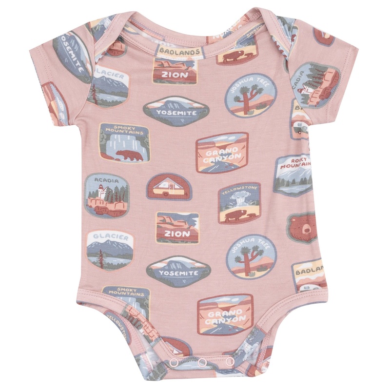 Short Sleeve Bodysuit – National Park Patches Pink
