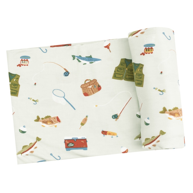 Swaddle Blanket – Fishing Things Green