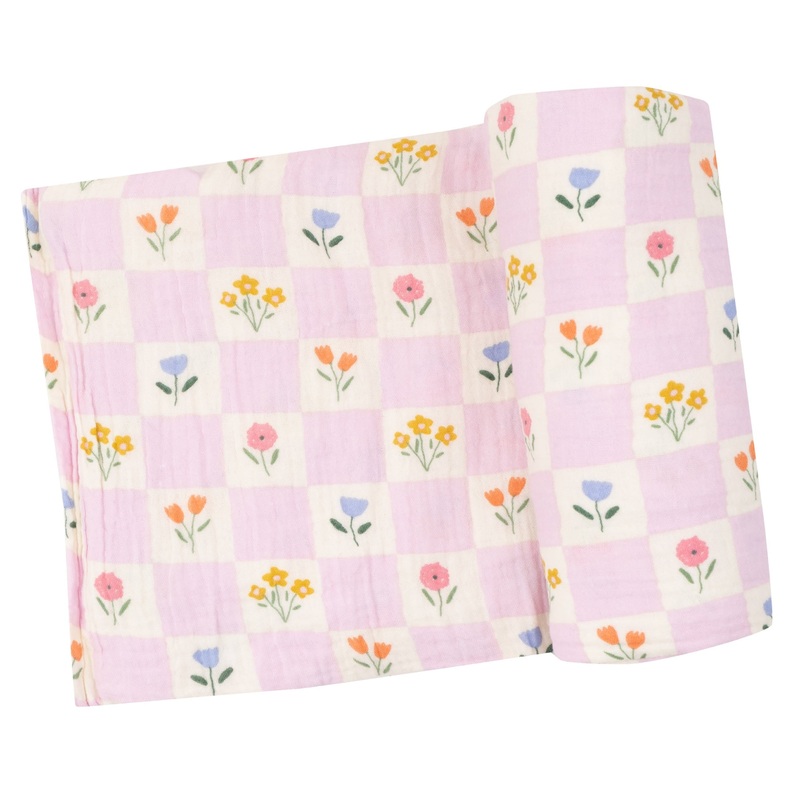 Swaddle Blanket – Floral Check