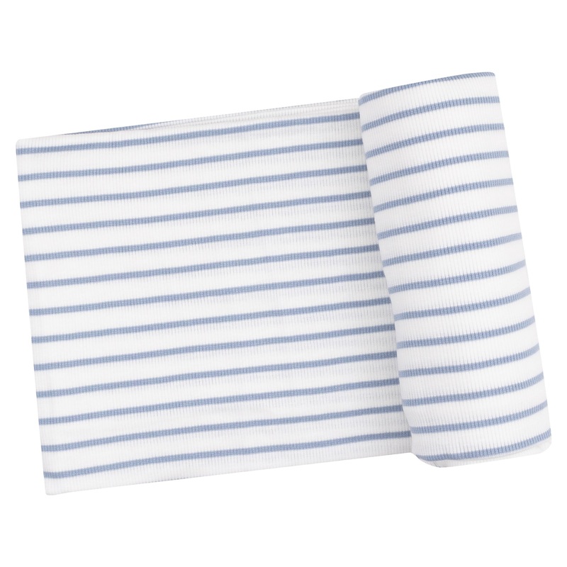 Swaddle Blanket – French Stripe Dusty Blue