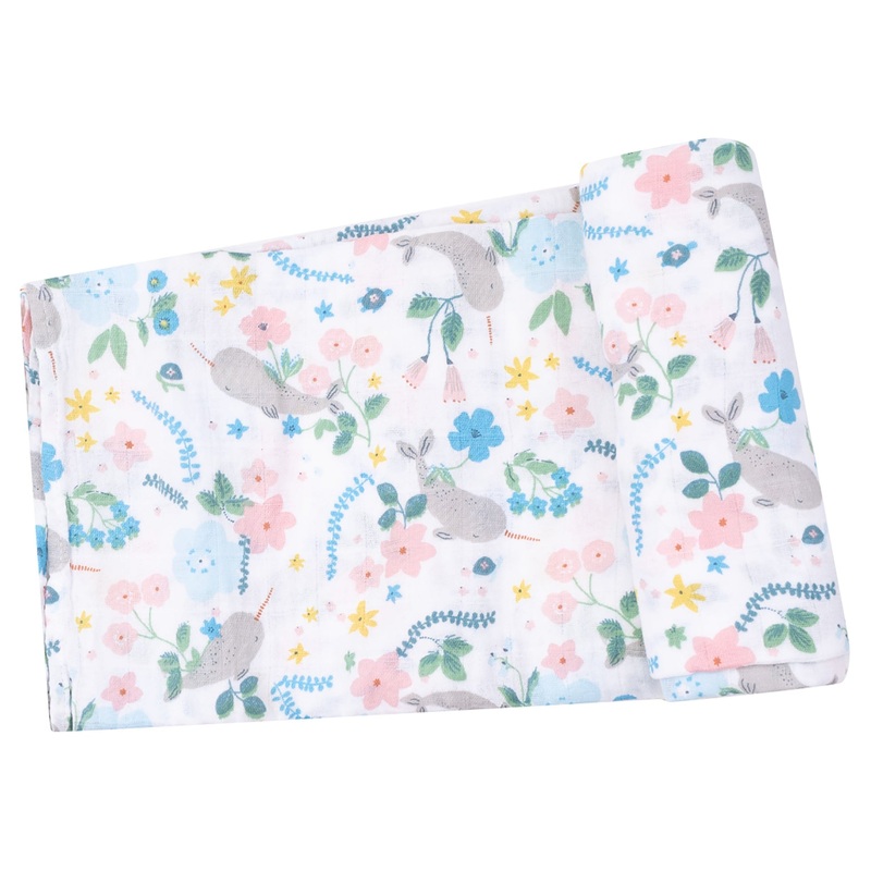 Swaddle Blanket – Narwhal Floral