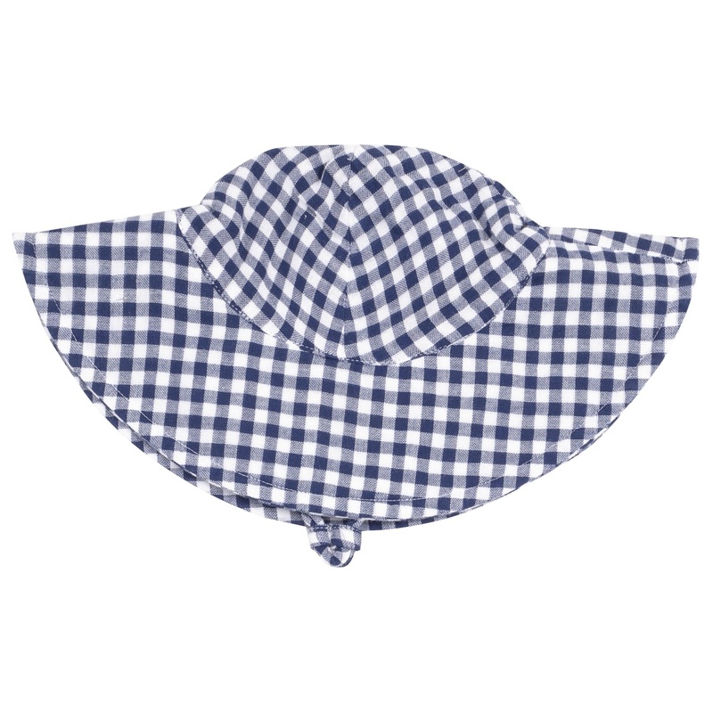 Wide Brim Sunhat – Navy Gingham