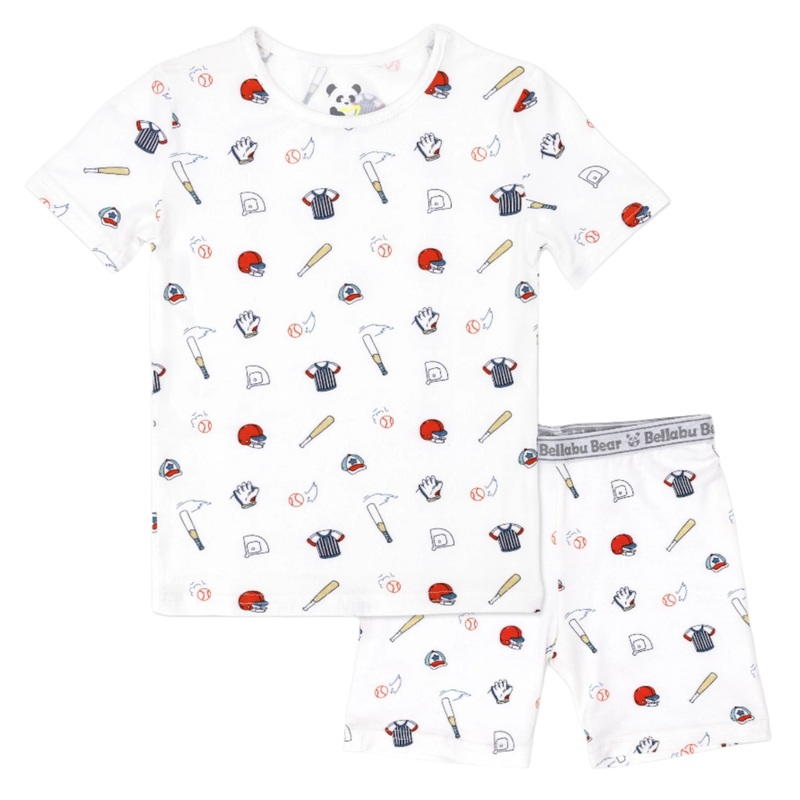 Baseball Bamboo Kids Pajama Short Set
