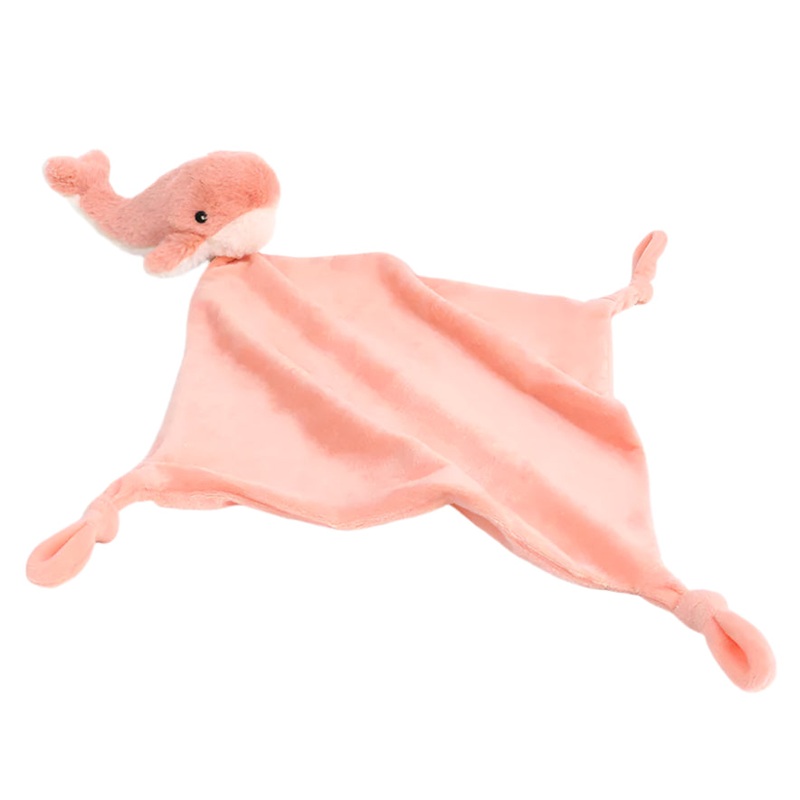 Coral Whale Knotted Security Blankie