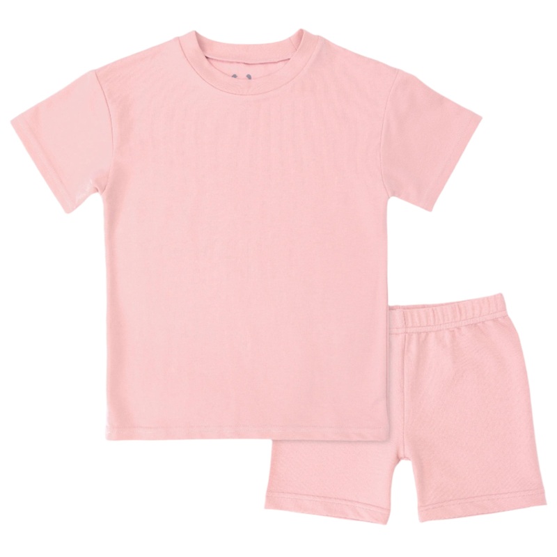 Dusty Rose Bamboo Blend Kid’s Oversized Tee & Biker Short Set
