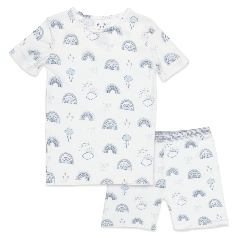 Grey Rainbows Bamboo Kids Pajama Short Set