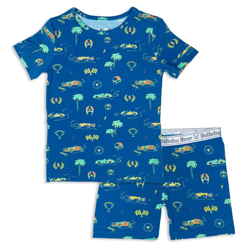 Monaco Blue Bamboo Kids Pajama Short Set