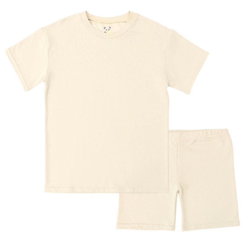 Oat Bamboo Blend Kid’s Oversized Tee & Biker Short Set