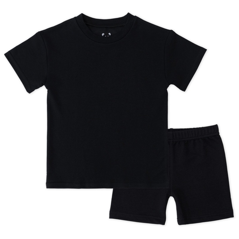 Obsidian Black Bamboo Blend Kid’s Oversized Tee & Biker Short Set