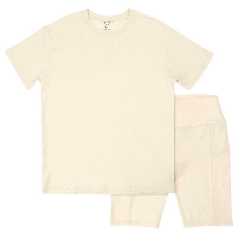 Oat Bamboo Blend Women’s Oversized Tee & Biker Shorts Set