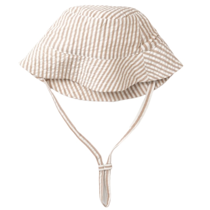 Organic Bucket Sun Hat – Brown Stripes