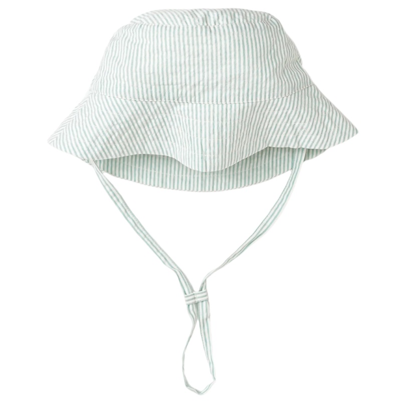 Organic Bucket Sun Hat – Green Stripes