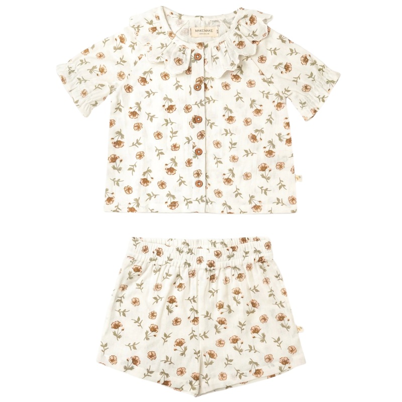 Organic Collared Puff Sleeve Top & Shorts Set – Fleur