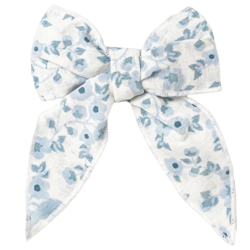 Organic Hair Bow Clip – Blue Vines