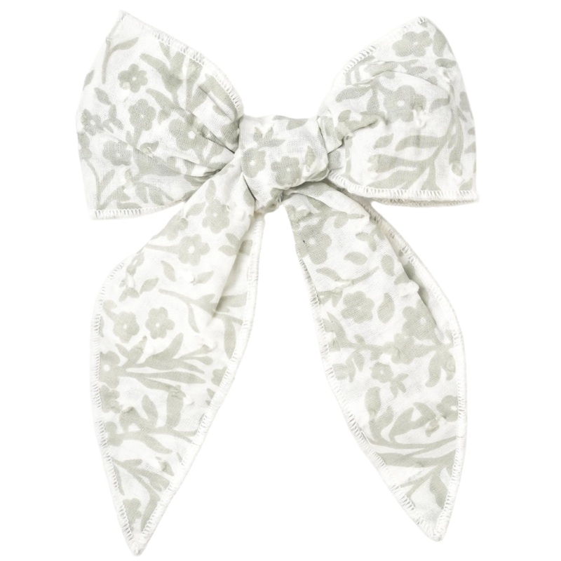 Organic Hair Bow Clip – Sage Floral