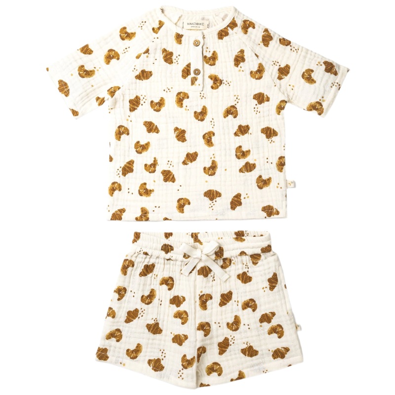Organic Raglan Shirt & Shorts Set – Croissant