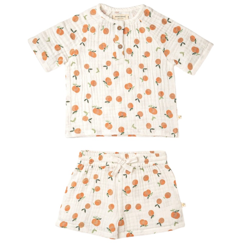 Organic Raglan Shirt & Shorts Set – Mandarin