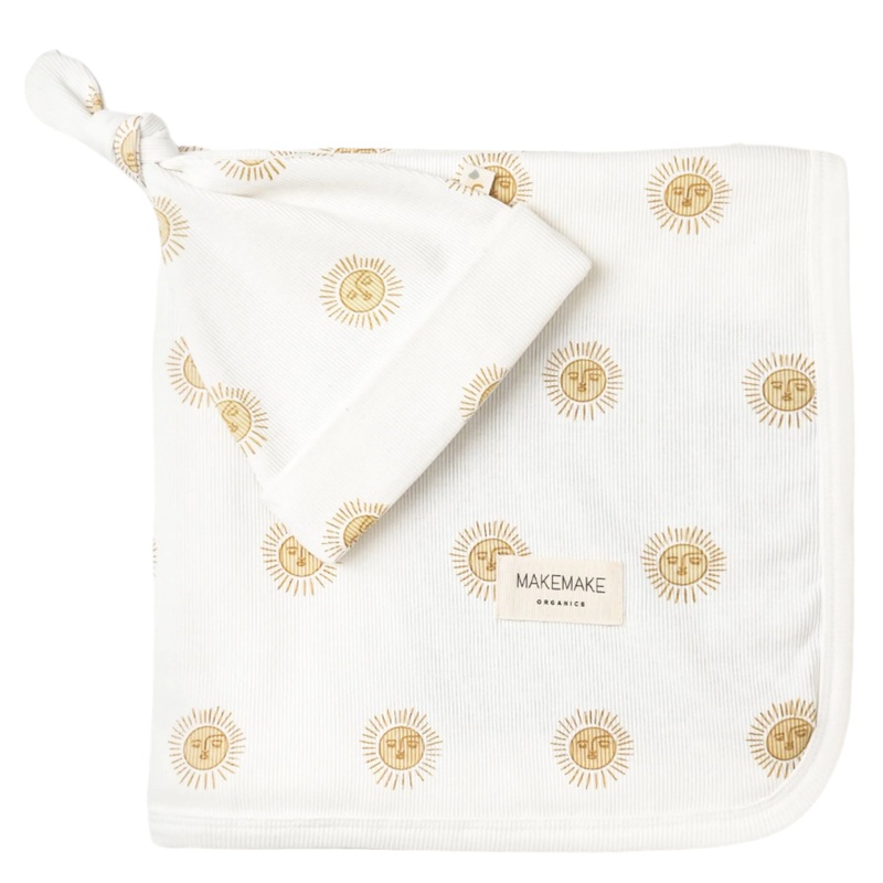 Organic Swaddle Blanket & Hat – Summer Sun