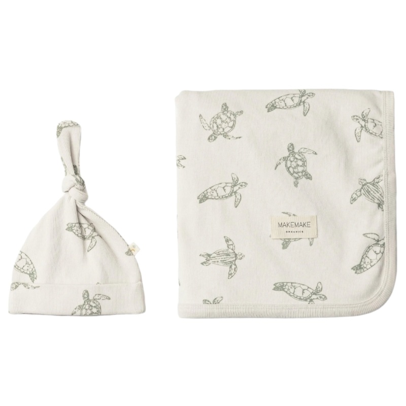 Organic Swaddle Blanket & Hat – Turtles