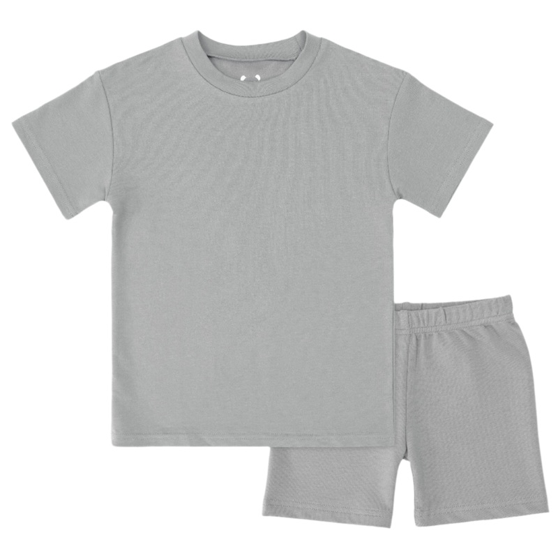 Stormy Grey Bamboo Blend Kid’s Oversized Tee & Biker Short Set