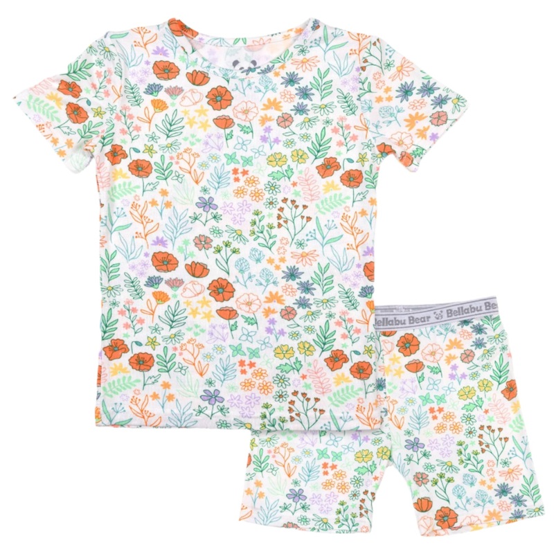 Summer Floral Bamboo Kids Pajama Short Set