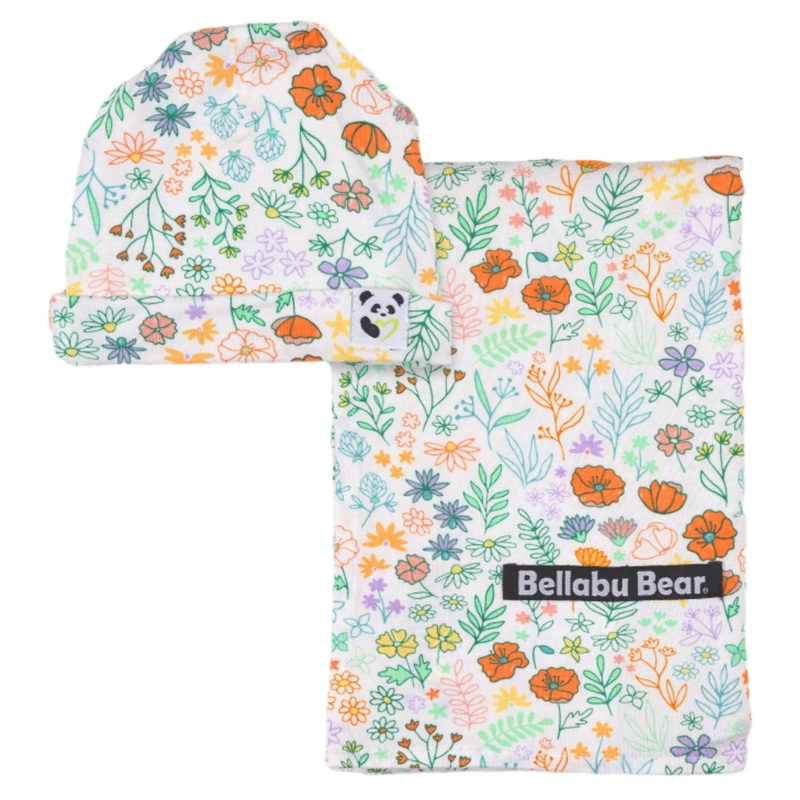 Summer Floral Bamboo Swaddle & Beanie Set