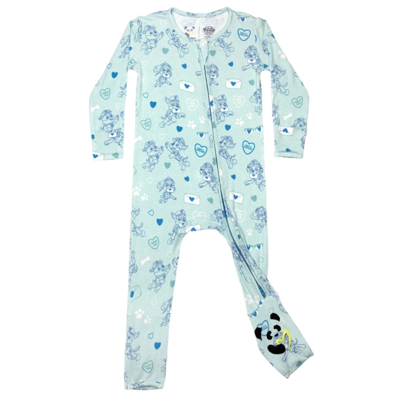 Sweet Hearts Blue Bamboo Convertible Footie