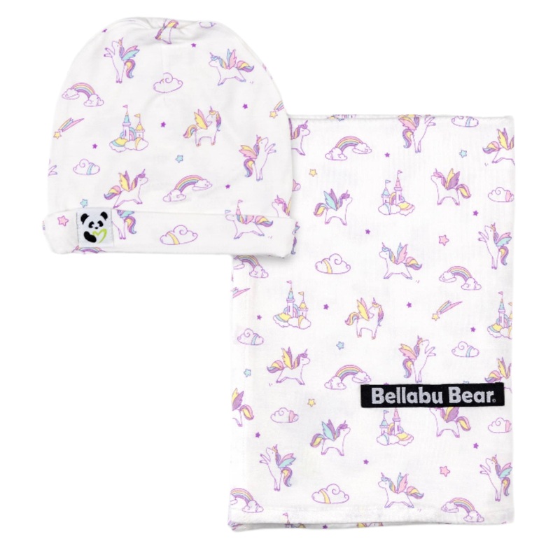 Unicorn Bamboo Swaddle & Beanie Set