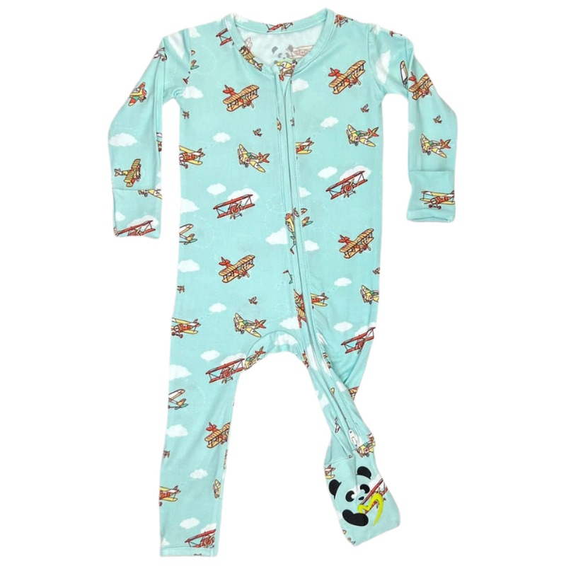 Vintage Airplanes Bamboo Convertible Footie