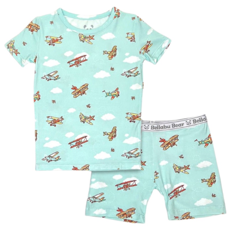 Vintage Airplanes Bamboo Kids Pajama Short Set