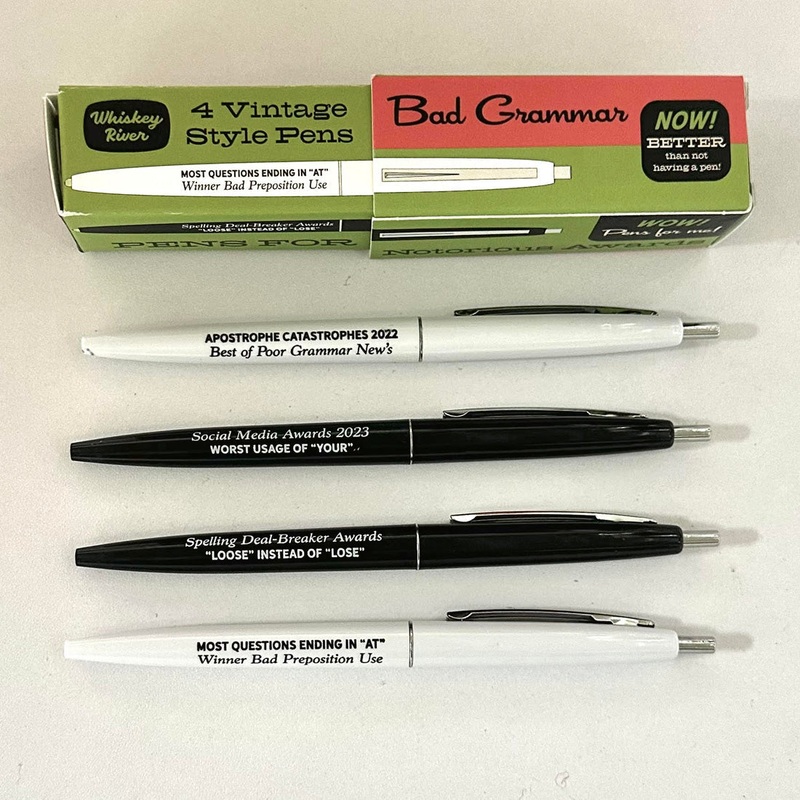 Bad Grammar Set of 4 Vintage Style Pens