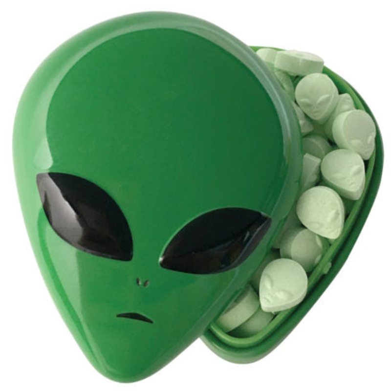 Alien Head Sours Candy Tin