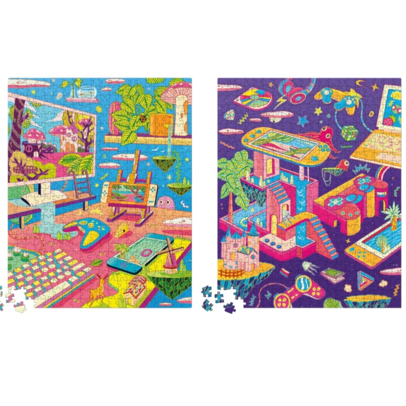 Cozy Gamer 2-in-1 Double-Sided 500-Piece Puzzle