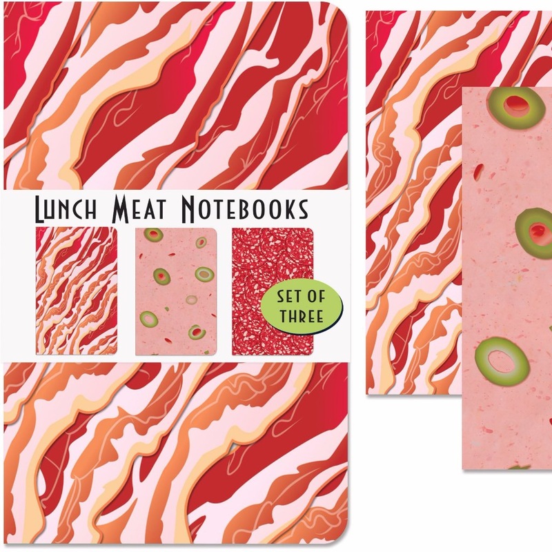 Lunch Meat Bacon Notebooks Set of 3