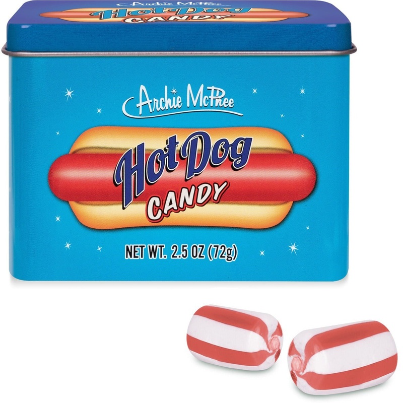 Tin of Hot Dog Candy-