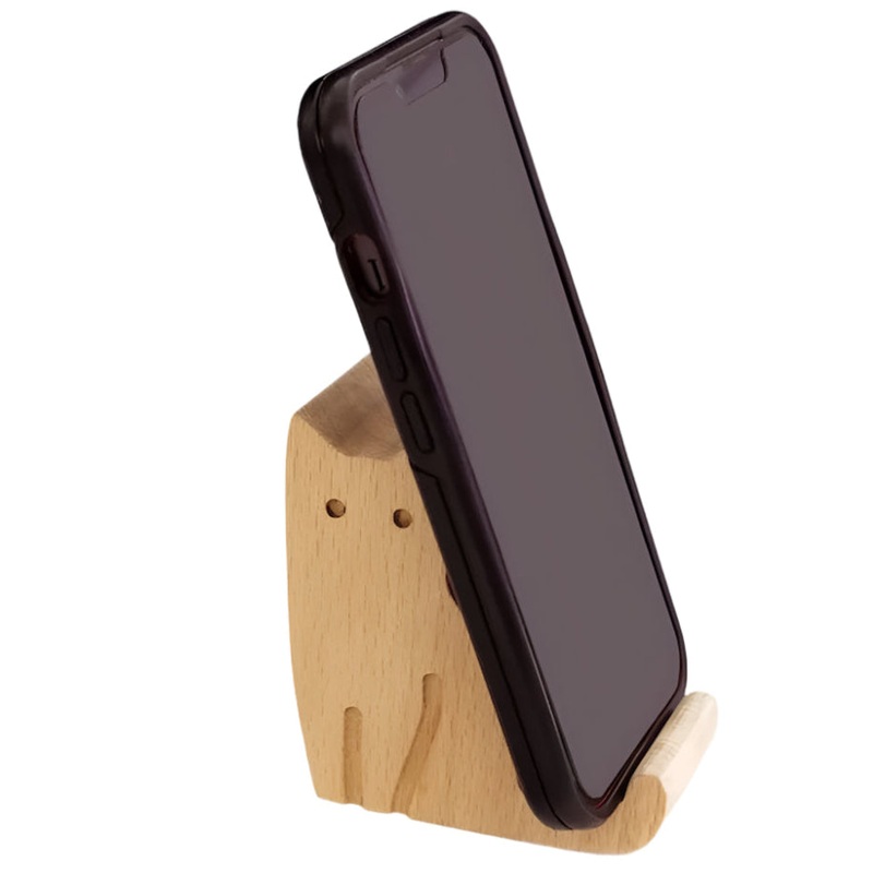 Cat Beechwood Phone Stand