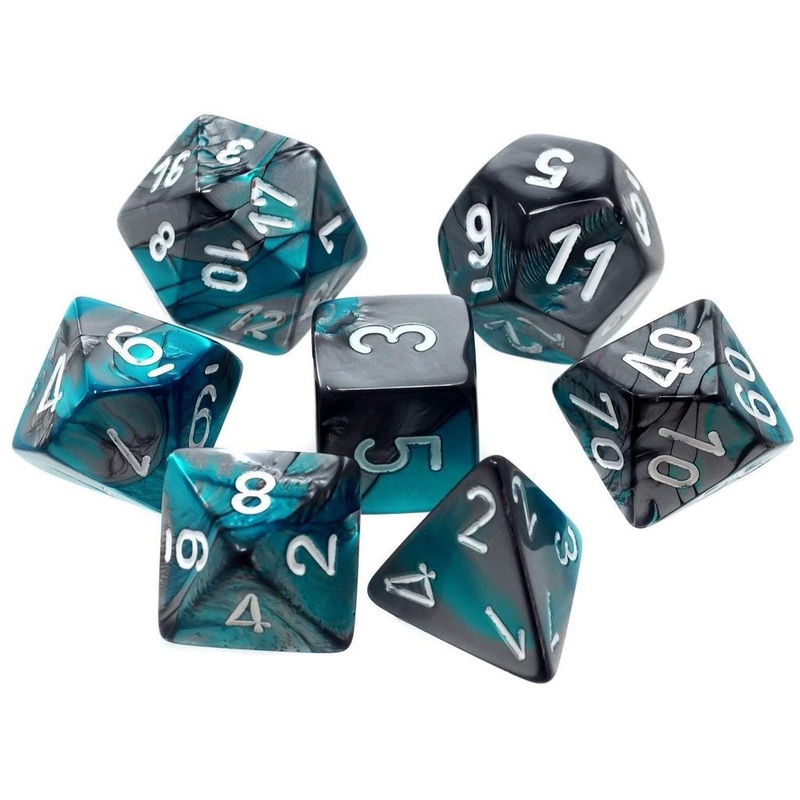 Gemini 6: Poly Steel Teal/White (7) Dice
