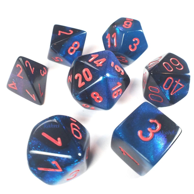 Gemini 7: Poly Black Starlight/Red (7) Dice Set