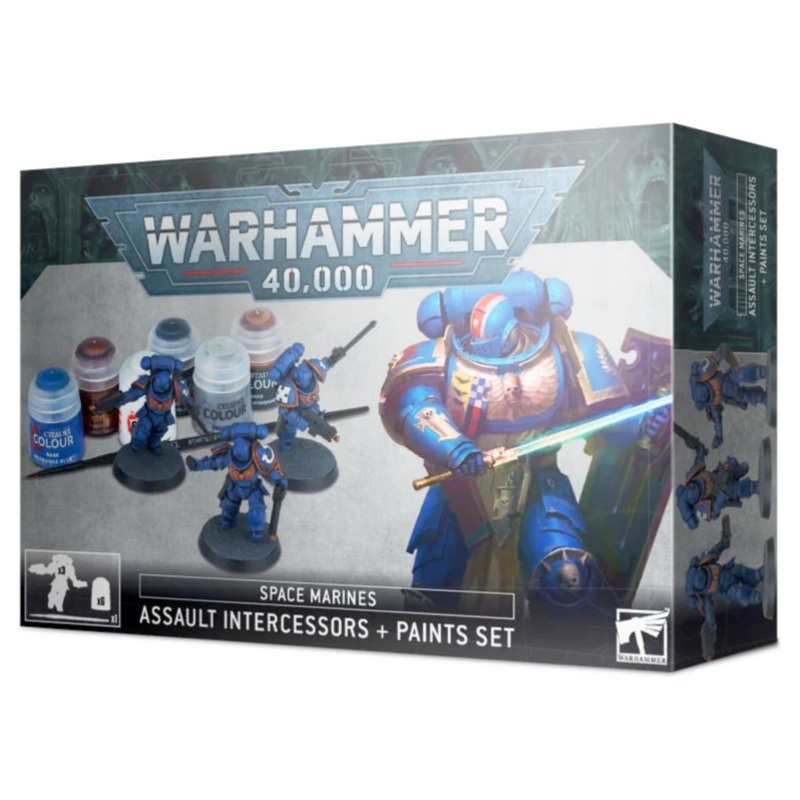 Warhammer 40K Space Marines Assault Intercessors + Paint Set