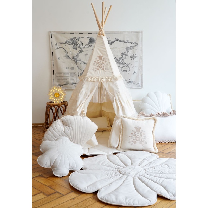 Boho Teepee Tent with Frills and Embroidery